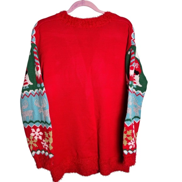 Holiday Time Women's Ugly Christmas Sweater Cardigan Gnome Reindeer Small - Picture 4 of 9